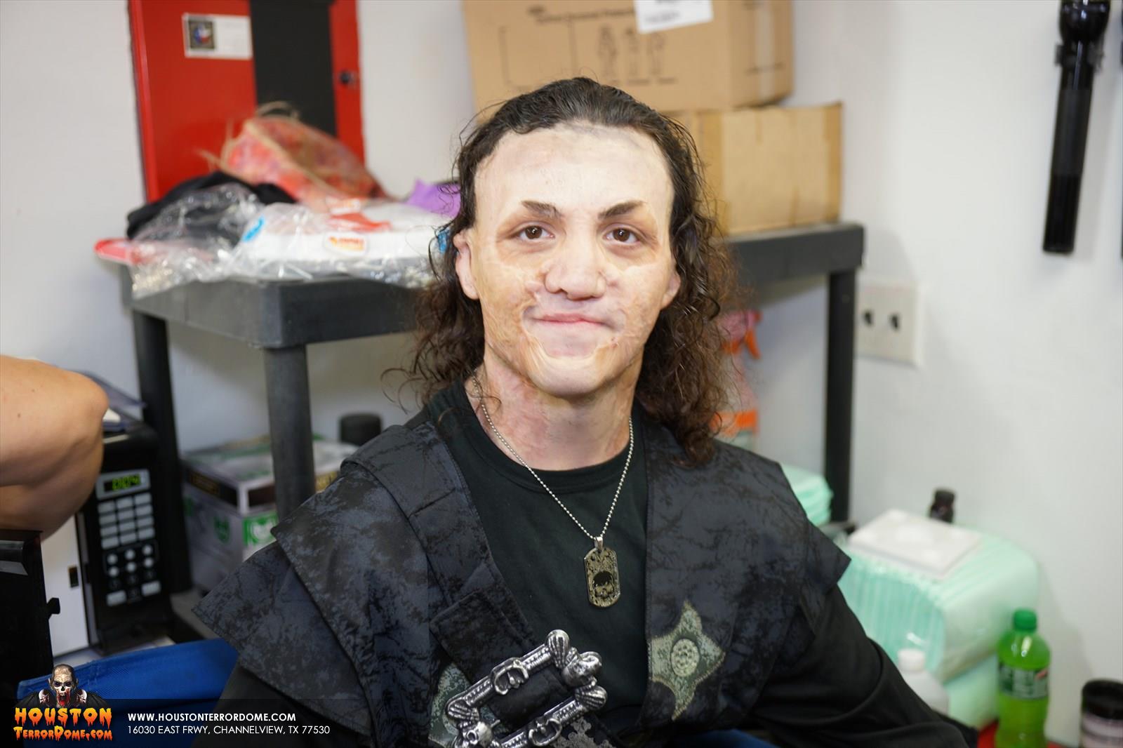 Joker Character after foam prosthetics, but before face painting