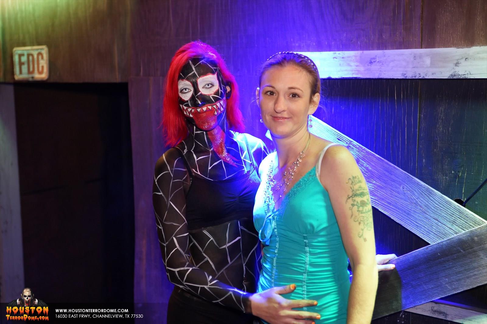 Zombie dancer with Spookers customer.
