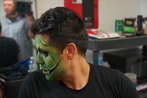 Ruben Galvan of Channel 2 KPRC side view with Face Painted