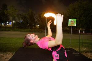 NHRA racers and fire dancer Night